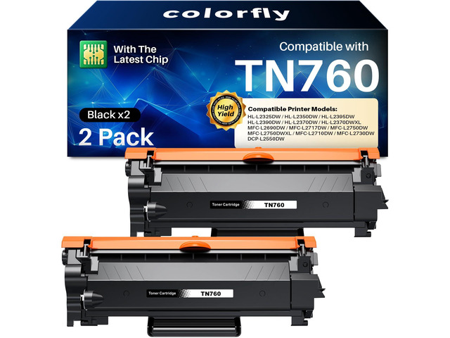 TN760 Toner for Brother Printer Compatible for Brother TN760 TN-760 TN730 TN 760 Brother Toner Cartridge To Use With MFC-L2710DW MFC-L2750DW...