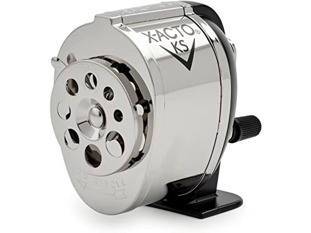 KS Manual Pencil Sharpener, Mountable, Metal, Classroom, Teacher Supplies, Adjustable for 8 Pencil Sizes, 1 Count (Pack of 12)