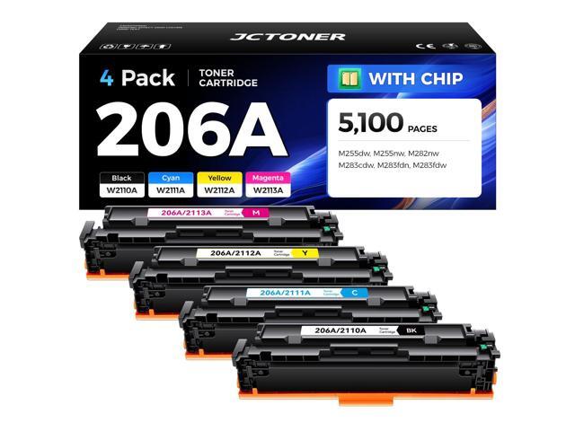 206A Toner Cartridge Set 4-Pack High Yield Replacement for HP 206A W2110A W2111A W2112A W2113A Compatible for HP Color LaserJet Pro MFP M283cdw.