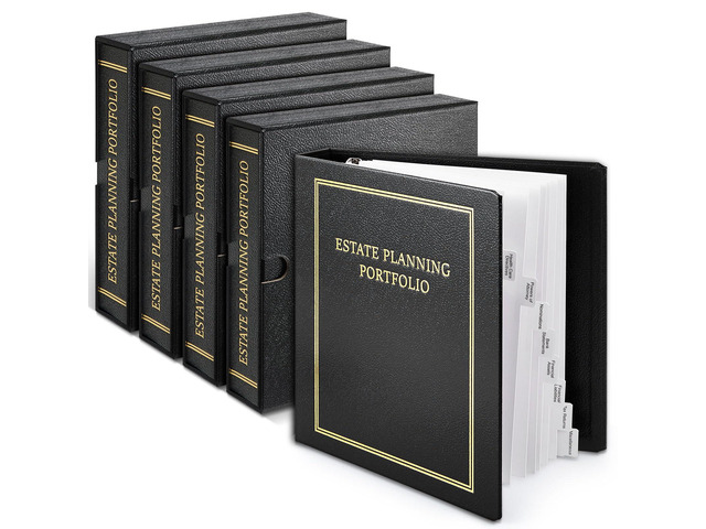 4 Pcs Black Estate Planning Portfolio Binders with Gold Title in Case I Die Organizer with Index Tabs and Cardboard Slipcase 3 Ring Binders 11.5 x...
