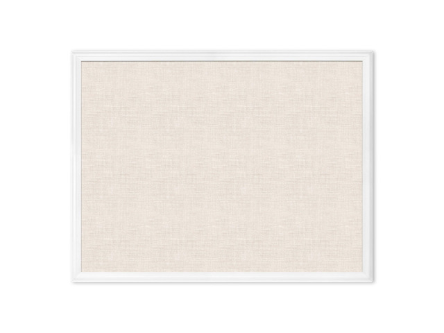 Farmhouse Linen Bulletin Board, 40' x 30', White Wood Style Frame, Industrial Grade Pinning Surface