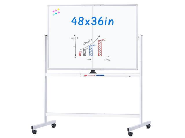 Rolling Whiteboard, 48x36 Large Magnetic White Board with Stands, Big Double-Sided White Board Dry Erase on Wheels for Homeschool, Home Office,...