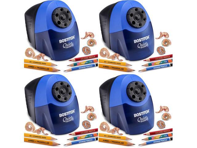Office QuietSharp Electric Pencil Sharpener, Heavy Duty Classroom or Office Use, Size Selector with 6 Different Sizes, Blue (Pack of 4)