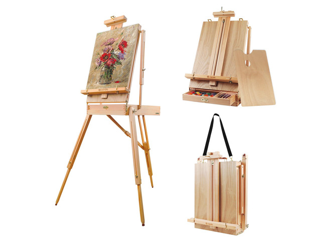 Large Wooden French Easel and Sketchbox Easel, Adjustable Tripod Easel Stand with Drawer and Palette for Artist, hobbyists, Professionals, Ideal...