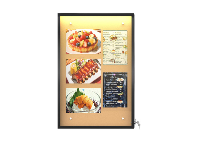 24'X36' Enclosed Bulletin Board with LED Lights, IP65 Waterproof Notice Board Outdoor UV-Resistant, Jersey Frame Display Case, Lockable Cork Shadow...