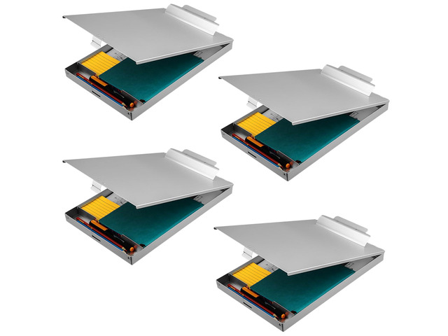 Aluminum Clipboard with Storage, 4 Pack Recycled Metal Clipboard Box, Form Holder, Suitable for School, Office, Jobsite or Medical Staff, 9.25 x...