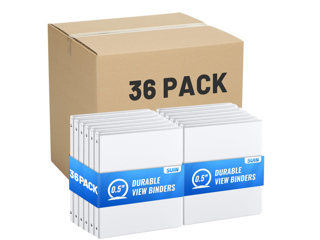 0.5-inch 3 Ring Binder -1/2'' Binders with Roung Ring Binder, Large 100 Sheet Capacity, Fit 8.5' x 11' US Letter Size Paper, White (0.5'' White -...