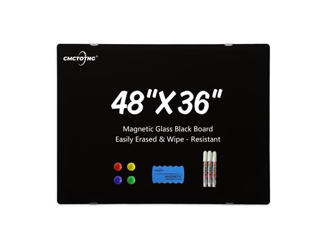 Glass Magnetic Dry Erase Black Board 48'x36' for Wall Office