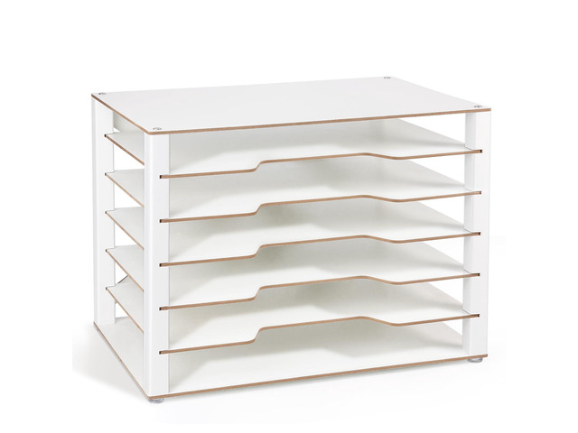 Construction Paper Organizer 12' x 18', 6-Tiers Paper Storage Movable Wooden Desktop Organizer, Letter Tray for Office, Home, Classroom