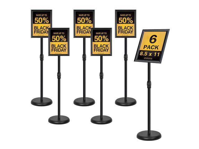 Adjustable Sign Stand for Display, Pedestal Floor Signage Stand Holder with Heavy Duty Base, for Outdoor or Indoor Advertising (8.5 x 11, Black,...