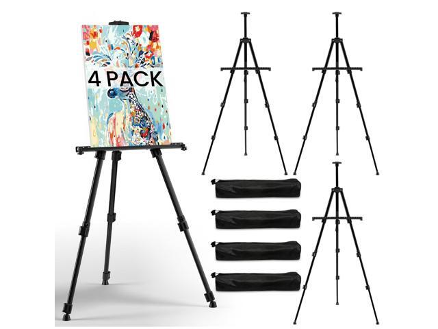 4 Pack 17-66 Inch Art Easel Stand for Painting and Sign, Black Portable folding metal tripod easel for display stand, canvas holder, adults,.
