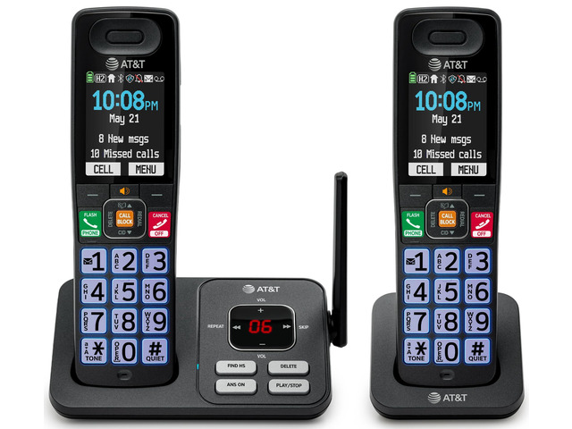 DECT 6.0 Cordless Phone, 2-Handset Smart Call Blocker, Bluetooth Connect to Cell, Answering Machine, 2.4' Color Display BL108-2
