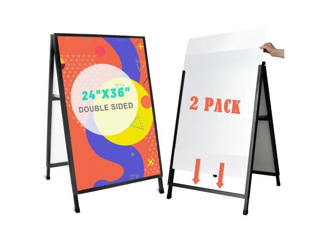 A Frame Sidewalk Sign 24x36 Inches Sandwich Board Signs Outdoor, Heavy Duty Double-Sided A Frame Sign Holder with 2 Anti-Glare Covers & Corrugated.