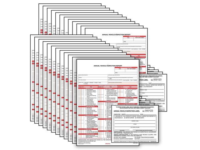J. J. Keller 25-Pack, Annual Vehicle Inspection Report Form & Adhesive Vinyl Label 2-Ply, 3-Ply Carbonless Form, Bundle Shrinkwrapped, DOT Compliant