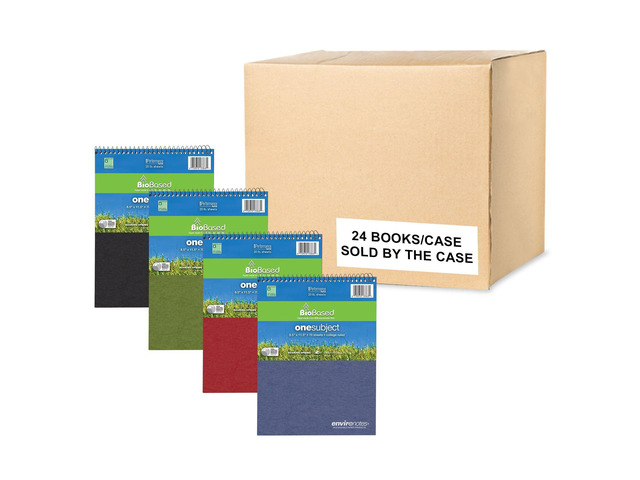 Case of 24 FlipPer Wirebound 1 Subject Notebooks, 8.5'x11.5', 70 sheets 20# BioBase White Paper, Asstd Earthtone covers, College Ruled W/Margin