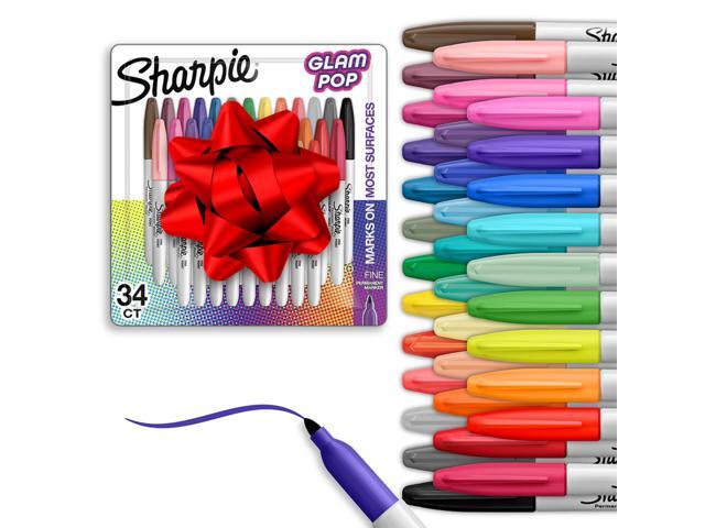 Glam Pop Permanent Markers Fine Tip Marker Set Coloring Art Drawing Writing Markers 68 Count, Pack of 2