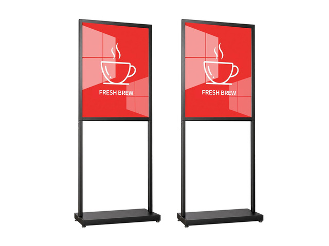 22 x 28 Inch Floor Sign Holder, Black 2 Pack Heavy Duty Double-Sided Pedestal Poster Stand with Slide-In Frame for Menus, Banners, Restaurants,...