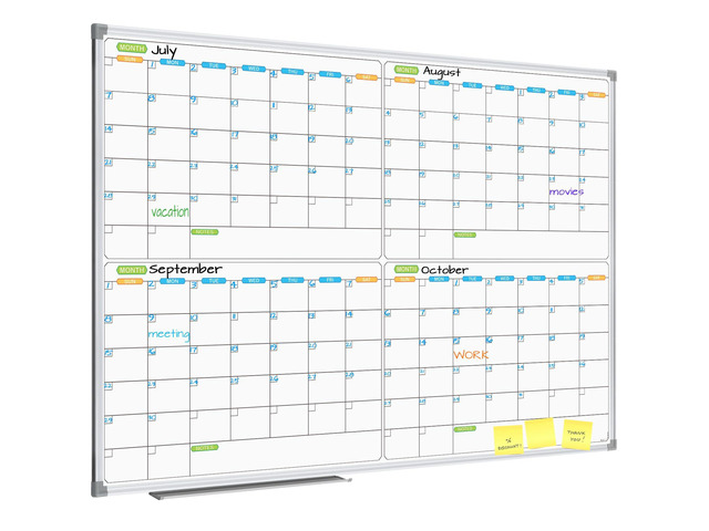 Magnetic Dry Erase Calendar Whiteboard, 4 Month White Board Planner 48 X 36 Inch, Silver Aluminum Frame Wall Mounted Board for Office Home and School