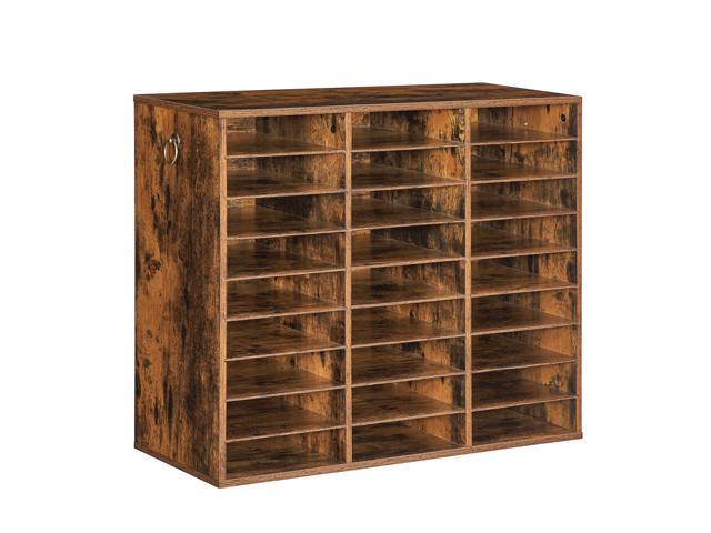 Literature Organizer, 27 Compartments Wooden Mail Organizer, Countertop Literature Sorter with Adjustable Shelves for Home, Office, School, Student...
