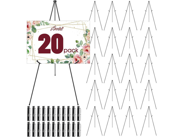 63 'Easel Stand for Display, 20 Pack Portable Foldable Metal Easel, Easels for Signs Wedding Logos,Arts, Painting,Adjustable Floor Easels with 20...