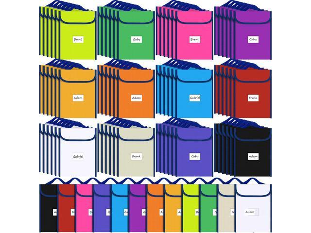 84 Pcs Book Bags for Classroom Bulk Reading Book Pouches with Name Tags Protector Pouches for Classroom Library Chair Pockets
