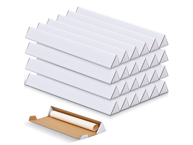 50 Pcs Triangle Mailing Shipping Tubes 24.25' L x 2' w x 2' h Oyster White Corrugated Cardboard Box Poster Tube for Protecting, Shipping, Mailing...