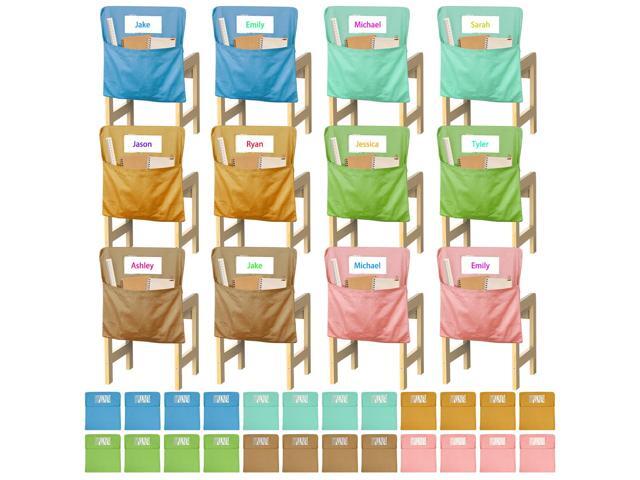 24 PCS Chair Pockets for Classrooms, 17'x15.7' Student Chair Organizers for Seating and Storage, Durable Seat Sacks for K-2, School and Home Use.
