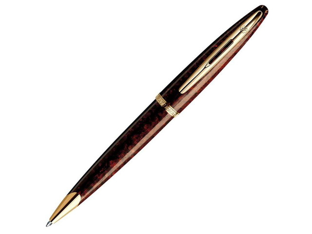 CarÃ¨ne Ballpoint Pen, Marine Amber with 23k Gold Clip, Medium Point with Blue Ink, 1 Count - Luxury Writing, Includes Gift Box