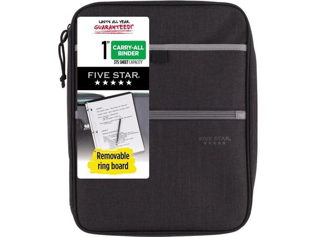 Zipper Binder, 1 Inch 3-Ring Binder with Round Rings, Carry-All with Pockets and 4-Tab Dividers, 375 Sheet Capacity, Black/Gray (29092IT8) (Pack of 8)