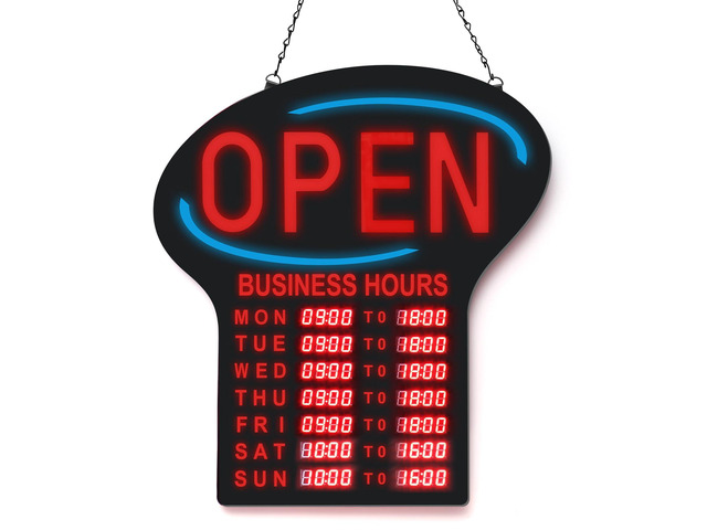 LED Open Sign for Business with Programmable Store Hours - 24x17' Large Electronic Digital Message Board for Shop, Bar, Restaurant - Bright...