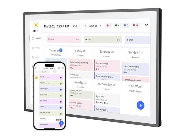 Digital Calendar, Smart WiFi Electronic Calendar & Chore Chart, IPS Touch Screen HD Display for Family Schedules, Share Moments Instantly from...