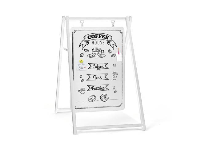 Metal A Frame Sign, Whiteboard Sidewalk Sign - 24x38 in Outdoor Double Sided Magnetic Dry Erase Board, Swinging Sandwich Board Signs - For...