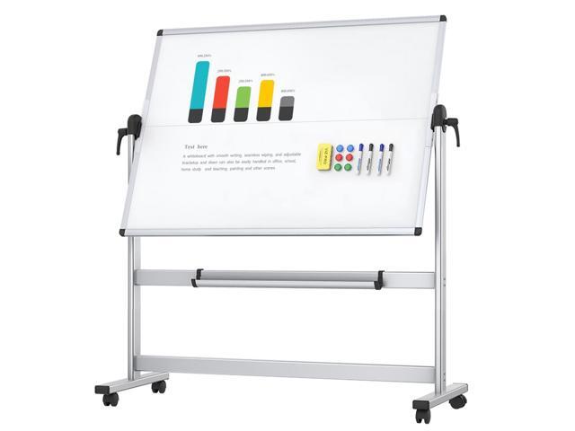 Rolling Whiteboard, 48' x 36' Mobile White Board with Stand 4' x 3' Double-Sided Standing Magnetic Dry Erase Board on Wheels for School Office Home