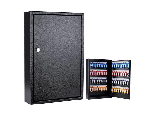 Key Box Wall Mount 64 Position Metal Locking Key Cabinet Organizer with Key Tags Key Safe Security Storage Lockbox Holder for Valets, Hotels, Car.