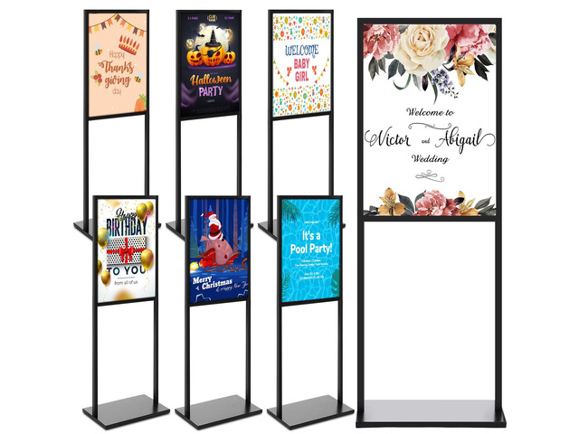 6 Pcs Sign Stand Holder, 19.6'x 27.5' Double Sided Metal Wedding Sign Stand, Heavy Duty Floor Standing Poster Holder, Outdoor Banner Stands with...