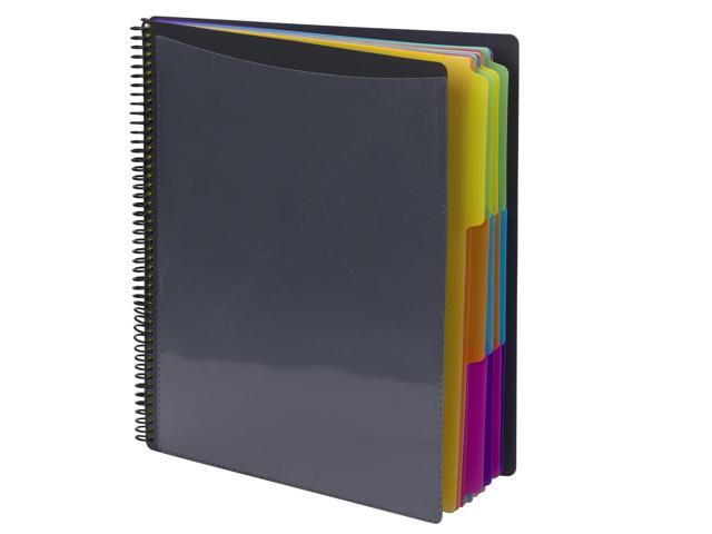 24 Pocket Poly Project Organizer, 1/3-Cut Tab, Letter Size, Gray with Bright Colors (89206), (Pack of 10)