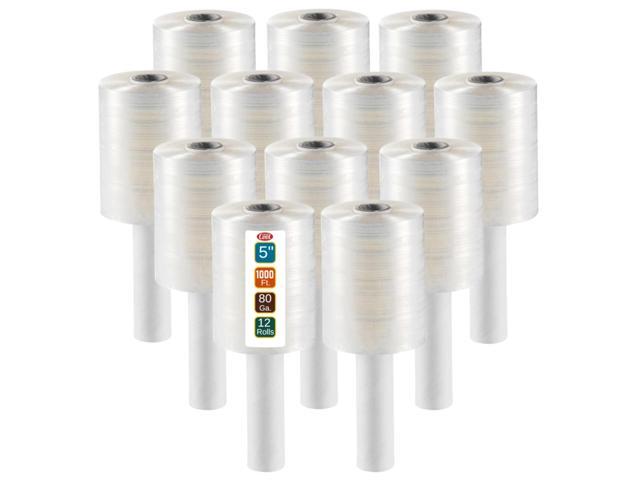 Mini Stretch Wrap 12 Pack 5 Inch 1000 Ft 80 Gauge Shrink Wrap Heavy Duty Industrial Strength Mini Shrink Wrap Roll for Moving Supplies,.