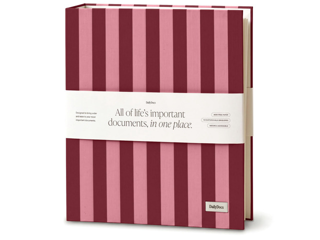 Document Organizer Binder for Important Papers & Passports, Sangria
