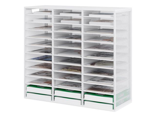 36 Compartments Desktop Literature Organizer, Metal Frame Paper Sorter with Handles, Heavy Duty Mailbox for Classroom and Office, Desk File...