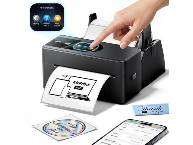 AirPrint Touchscreen Thermal Label Printer with Label Holder PM64Air wireless Wi-Fi shipping label printer for small business, compatible with...