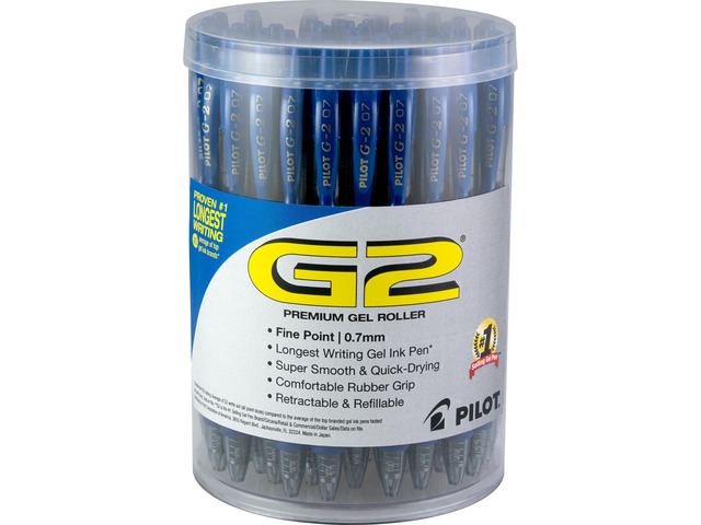 G2 Premium Gel Pens, Blue Pens Fine Point 0.7 mm, Blue Ink, Tub of 48