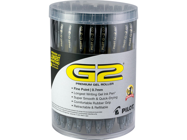 G2 Premium Gel Pens, Black Pens, Fine Point 0.7 mm, Tub of 48, Black
