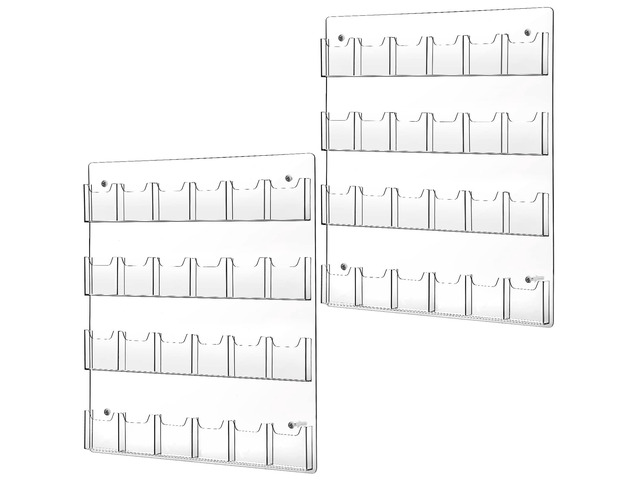 Acrylic Brochure Pamphlet Holder Brochure Display Stand Business Tri Fold Multi Slot Holder Rack Wall Mount Clear Pocket Space Saver for Flyer...