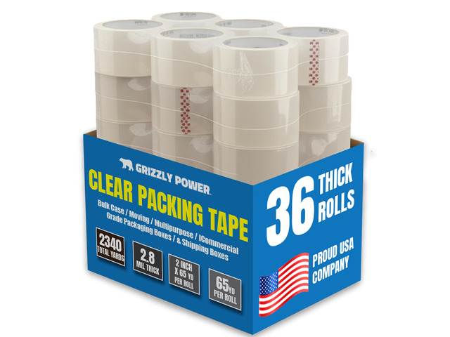 Clear Packing Tape (36 Rolls) Heavy Duty Packing Tape (2 Inch x 65 Yards), 3 Inch Core 2.8mil Thick Strong Adhesive for Moving Boxes, Shipping...