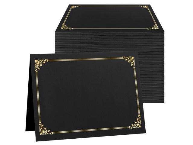 Certificate Holders(Black, 150 Packs), Diploma Covers Gold Foil Border, for Letter Size 8.5x11 Certificates, Cardstock, Document Papers