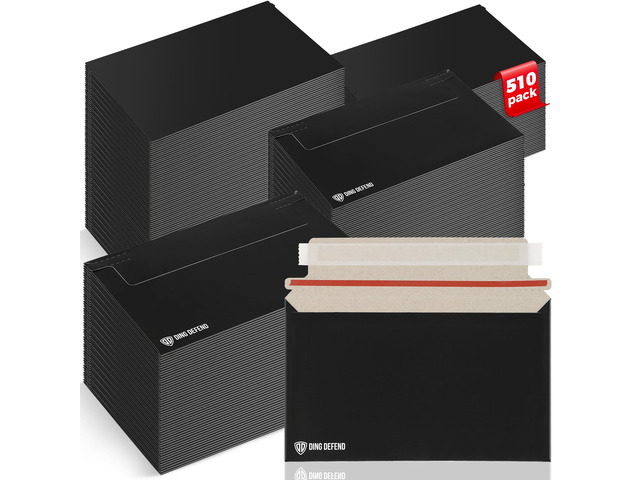 Card Shipping Envelopes 510 Pack - 7 x 4.35 Inches Trading Cards Self-Adhesive Black Mailers, Perfect Fit for Ding Defend Protectors Semi-Rigid...