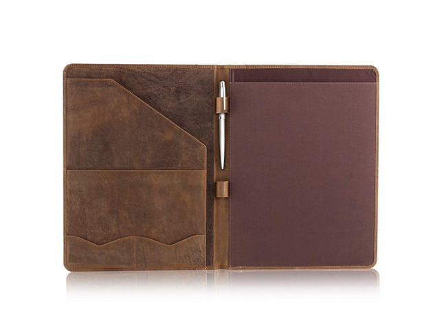 Leather Portfolio Professional Organizer Padfolio Resume Folder with Luxury Pen - Leather Binder Portfolio Writing Pad with Business Card Holder -...
