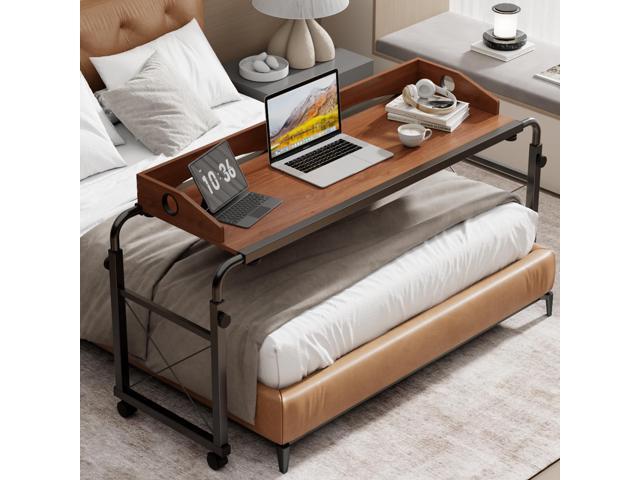 Laptop Desk for Bed, Adjustable Height & Length Laptop Bed Table Overbed Table with Wheels for Queen Size Beds,Rolling Standing Desk,Over Bed...