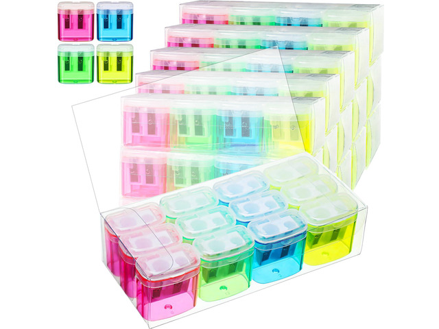 660 Pcs 180 Pcs Manual Pencil Sharpeners Bulk Handheld Dual Holes Pencil Sharpeners Colorful Portable Compact Sharpener with Lid for Home Office...