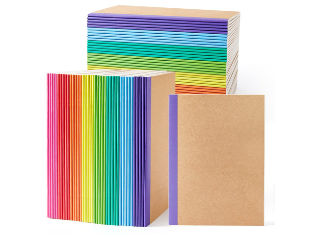 80 Pack Composition Notebooks Bulk, Kraft Cover Lined Blank College Ruled Composition Travel Journals with Rainbow Spines For Women Students...